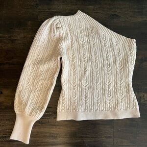 NWOT Ivory one shoulder cable knit sweater size M